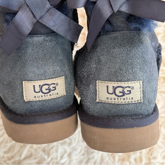 Ugg Bailey Bow II Boots fur Lined High Top Navy Blue size 8 suede round toe - Picture 8 of 13
